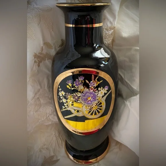 2 Ceramic Vases Between8-10”Used Condition w/24kt Art/Chokin-Beautiful/Different - Picture 1 of 16